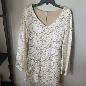 Lace Bodycon Dress with Bell Sleeves